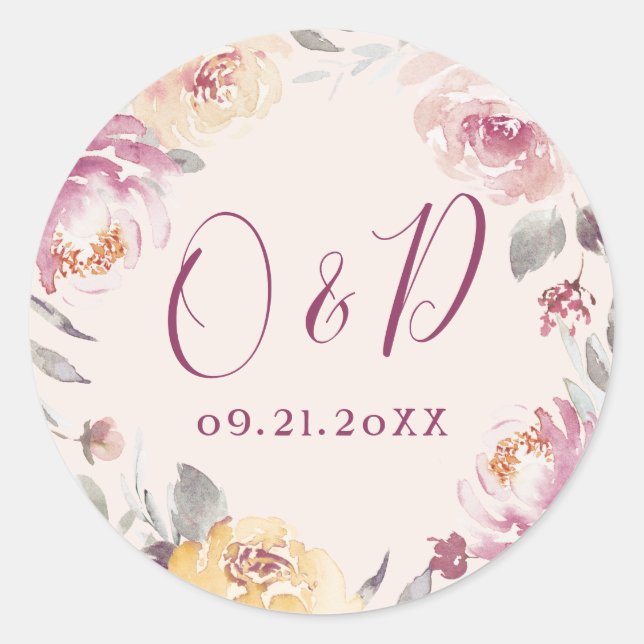 Hochzeitsfeier Monografie Runder Aufkleber (Vorderseite)