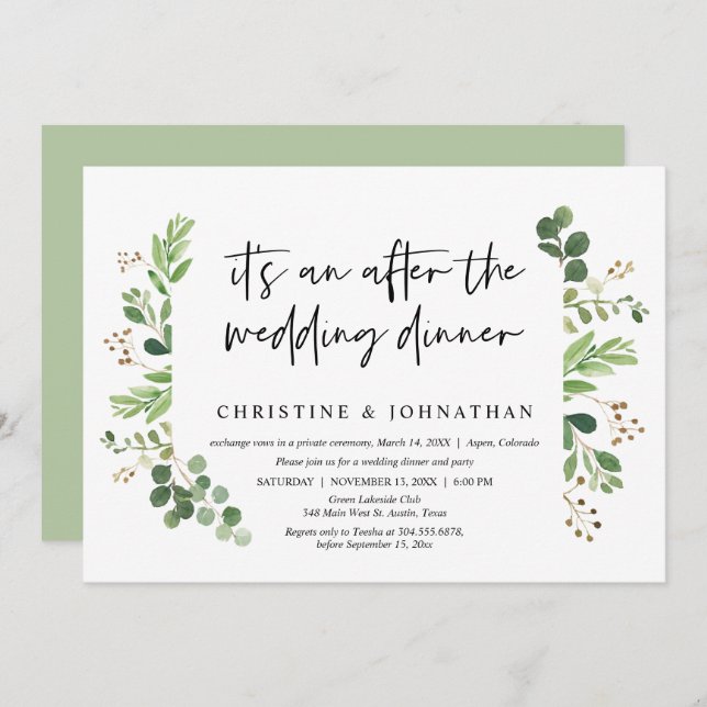 Hochzeitsfeier, nach dem Hochzeitsessen Einladung (Vorne/Hinten)
