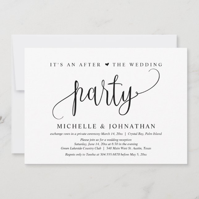 Hochzeitsfeier, nach der Hochzeitsfeier Einladung (Vorderseite)