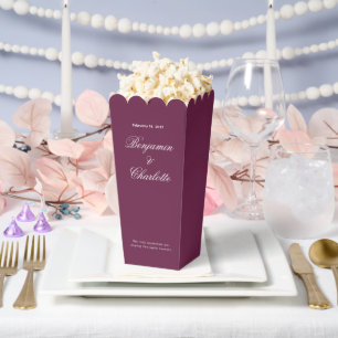 Hochzeitsfeier Name Datum Burgunder Popcorn Geschenkschachtel