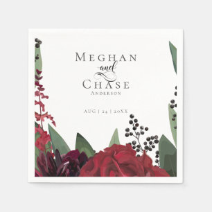 Hochzeitsfeier Napkin   Rich Burgundy Marsala Flor Serviette