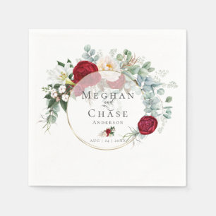 Hochzeitsfeier Napkins   Lebhafte Red Peony Bouque Serviette