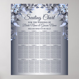 Hochzeitsfeier Navy Blue Floral Silver Gray Elegan Poster