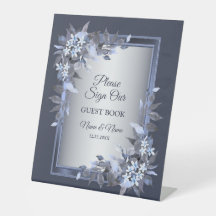 Hochzeitsfeier Navy Blue Floral Silver Gray Elegan