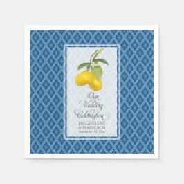 Hochzeitsfeier Navy Blue White Lemon Citrus Serviette