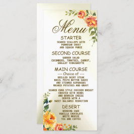 Hochzeitsfeier Orange-Gelb-Grüne Menükarte