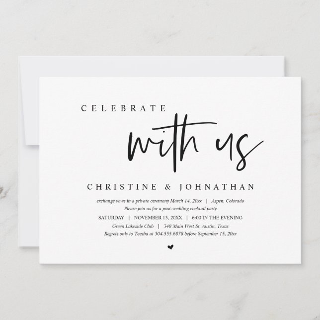 Hochzeitsfeier Party, Feiern mit uns Einladung (Vorderseite)