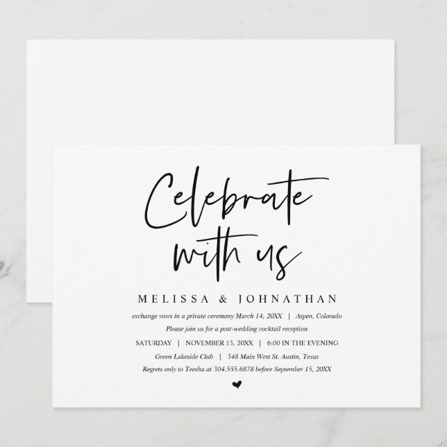 Hochzeitsfeier Party, Feiern mit uns Einladung (Vorne/Hinten)