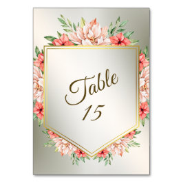 Hochzeitsfeier Peach Orange Floral Golden Rustikal Tischnummer