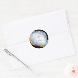 Hochzeitsfeier Pearl Golden Agate Monogram Runder Aufkleber
