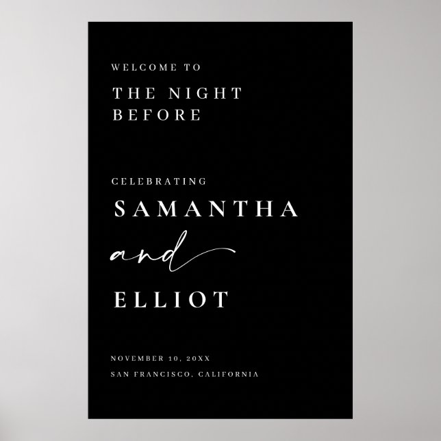 Hochzeitsfeier Probe Willkommensschild Minimal Pos Poster (Vorne)