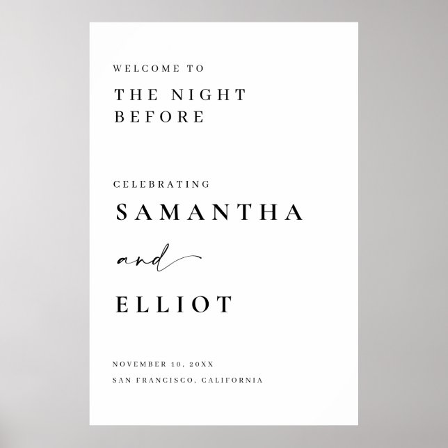 Hochzeitsfeier Probe Willkommensschild Minimal Pos Poster (Vorne)