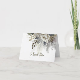 Hochzeitsfeier Silver Golden White Roses Blume Dankeskarte
