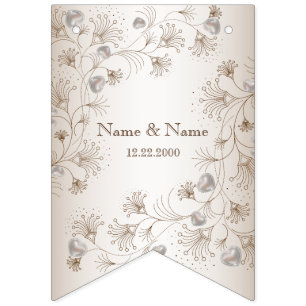 Hochzeitsfeier Tan Blumenkohl Beige Elegant Wimpelkette