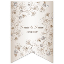 Hochzeitsfeier Tan Floral Herz Beige Elegant