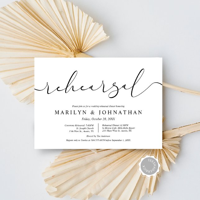 Hochzeitsfeier und Abendessen, modern und minimali Einladung (Wedding Rehearsal and Dinner Invitation Card, Modern minimal Theme, Downloadable)