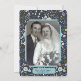 Hochzeitsfeier Vow Renewal Blumenrahmen Foto Einladung