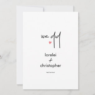 Hochzeitsfeier zum Minimalistischen Chic Elopement Einladung