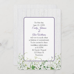 Hochzeitsfeiern auf weißem Holz Einladung