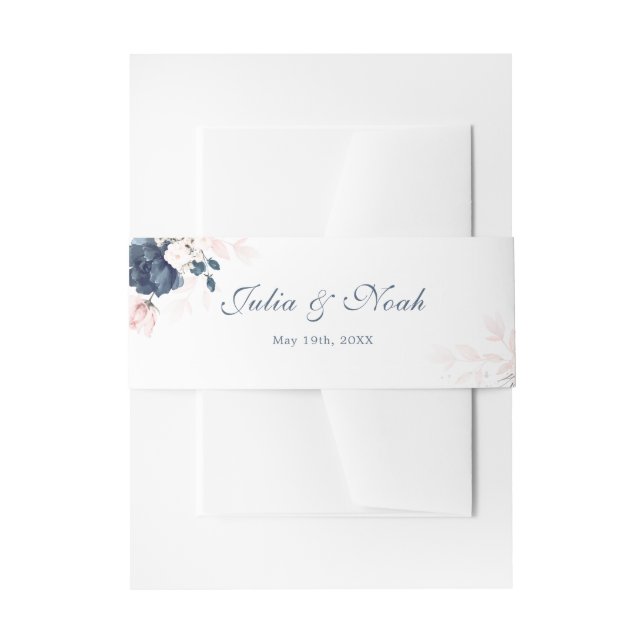 Hochzeitsfeiern in Blau und Rosa Einladungsbanderole (Vorderseite Beispiel)