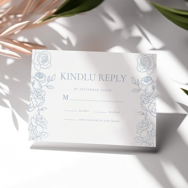 Hochzeitsfeiern in blauen und weißen französischen RSVP karte (Von Creator hochgeladen)