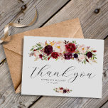 Hochzeitsfeiern in Bordeaux und Rosa Blume Postkarte<br><div class="desc">Eine schöne Postkarte,  um Ihnen Danksagungen an Ihre Hochzeitsgäste zu schicken. Die Blume sind bordeauxrot und rot. Sie können Text und Farben bearbeiten.</div>