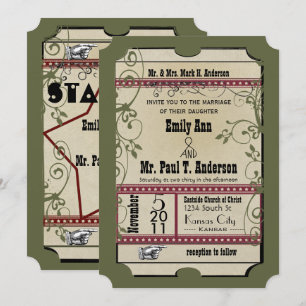 Hochzeitsfeiern in Burgund & Olive Funky Textured Einladung