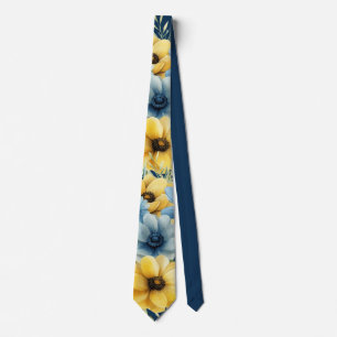 Hochzeitsfeiern in Navy Blue und Yellow Florals Go Krawatte