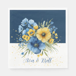Hochzeitsfeiern in Navy Blue und Yellow Florals Go Serviette