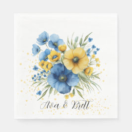 Hochzeitsfeiern in Navy Blue und Yellow Florals Go Serviette