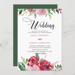 Hochzeitsfeiern in Rot Rot Rosa Grün Einladung