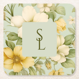 Hochzeitsfeiern in sanften grünen und beigen Blume Rechteckiger Pappuntersetzer