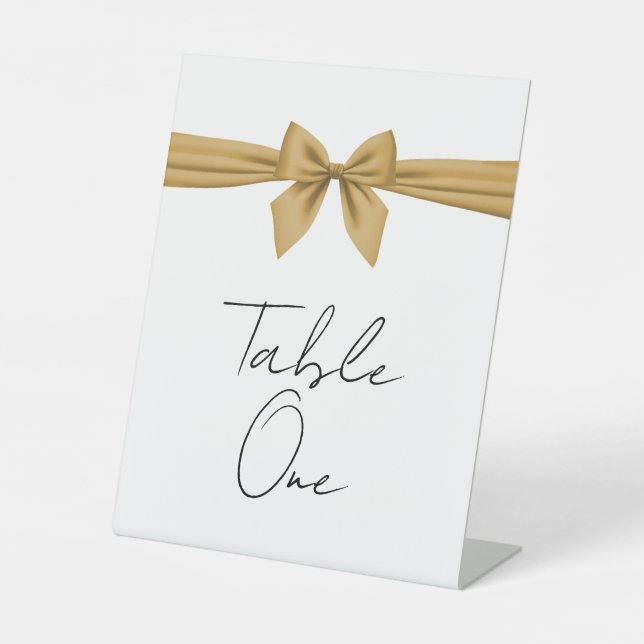 Hochzeitsfeiern in Schwarz und Gold - Tischnummern Sockelschild (Vorderseite)