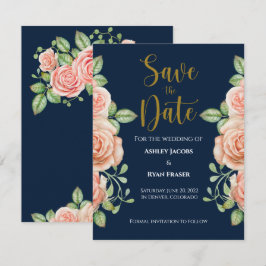 Hochzeitsfeiern mit blauem Gold-Blush Save The Date