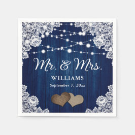 Hochzeitsfeiern mit blauem Holz Serviette