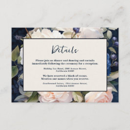 Hochzeitsfeiern mit blauem und düsterblütigem Rosa Begleitkarte