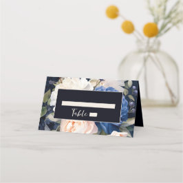 Hochzeitsfeiern mit blauem und düsterblütigem Rosa Platzkarte