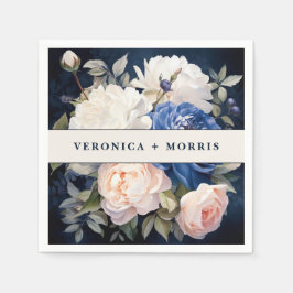 Hochzeitsfeiern mit blauem und düsterblütigem Rosa Serviette