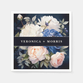 Hochzeitsfeiern mit blauem und düsterblütigem Rosa Serviette