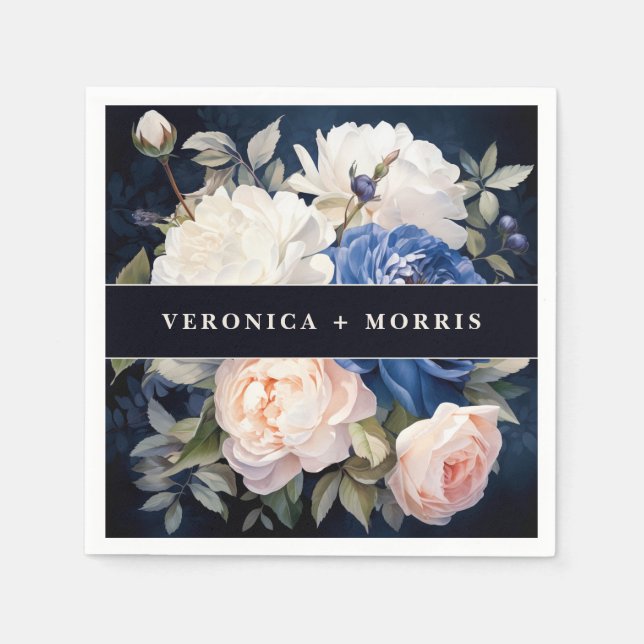 Hochzeitsfeiern mit blauem und düsterblütigem Rosa Serviette (Vorderseite)