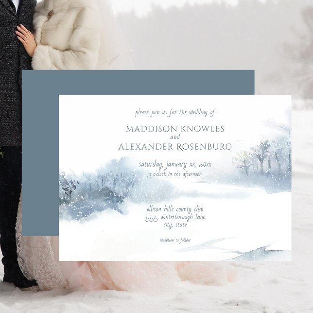 Hochzeitsfeiern mit blauen und weißen Wasserfarben Einladung (Blue and White Soft Watercolor Wedding Invitation)