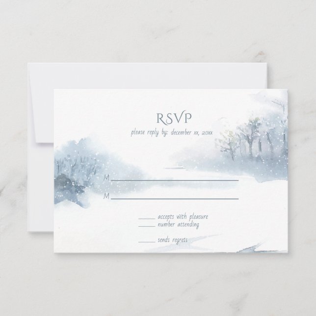 Hochzeitsfeiern mit blauen und weißen Wasserfarben RSVP Karte (Vorderseite)