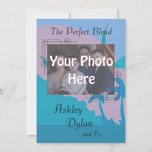 Hochzeitsfeiern mit Blended Family Foto Einladung (Vorderseite)