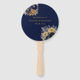 Hochzeitsfeiern mit Blue und Gold Watercolor Fächer