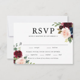 Hochzeitsfeiern mit dem Burgund und Blumen RSVP Karte