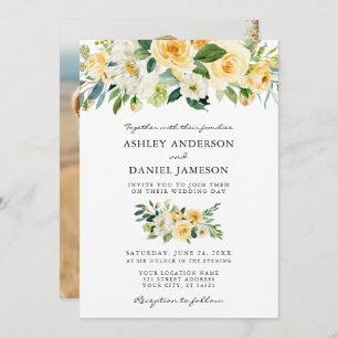 Hochzeitsfeiern mit gelbem Foto Einladung