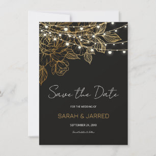 Hochzeitsfeiern mit Gold Blume Save The Date