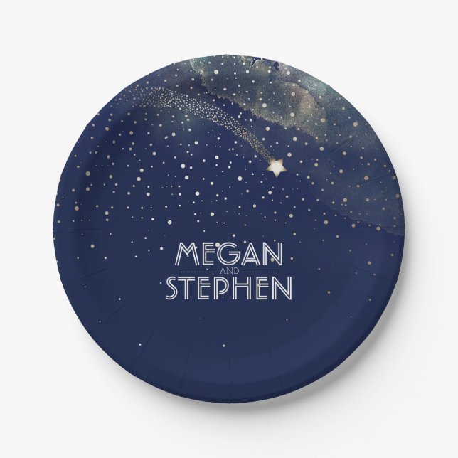 Hochzeitsfeiern mit Gold und Navy Pappteller (Vorderseite)