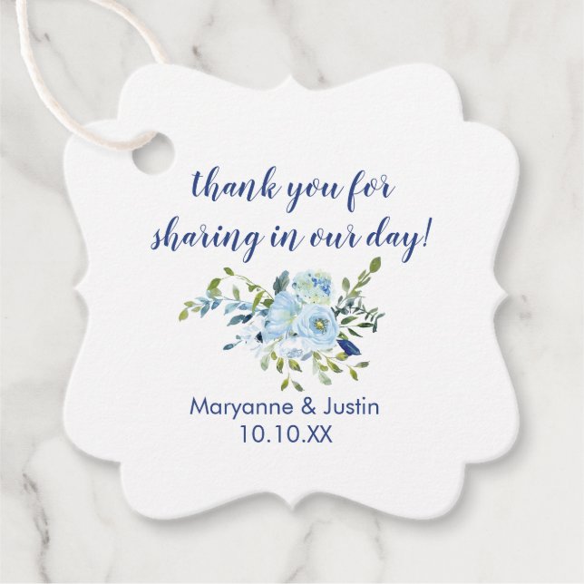 Hochzeitsfeiern mit hellblauen und navy blauen Was Geschenkanhänger (Vorderseite)