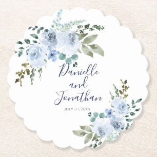 Hochzeitsfeiern mit hellblauer Wasserfarbe Untersetzer